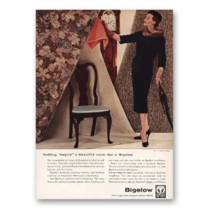 1957 Bigelow Carpet Print Ad | Nothing Begins