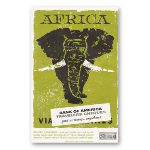 1957 Bank of America Travelers Cheques Print Ad | Africa