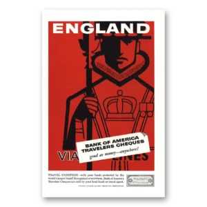 1957 Bank of America Travelers Cheques Print Ad | Travelers Cheques