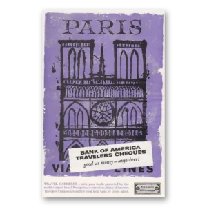 1957 Bank of America Travelers Cheques Print Ad | Paris