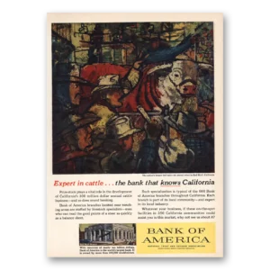 1957 Bank of America Print Ad | Expert In Cattle