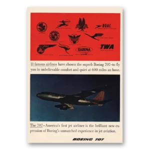 1957 Boeing 707 Print Ad | 11 Famous Airlines
