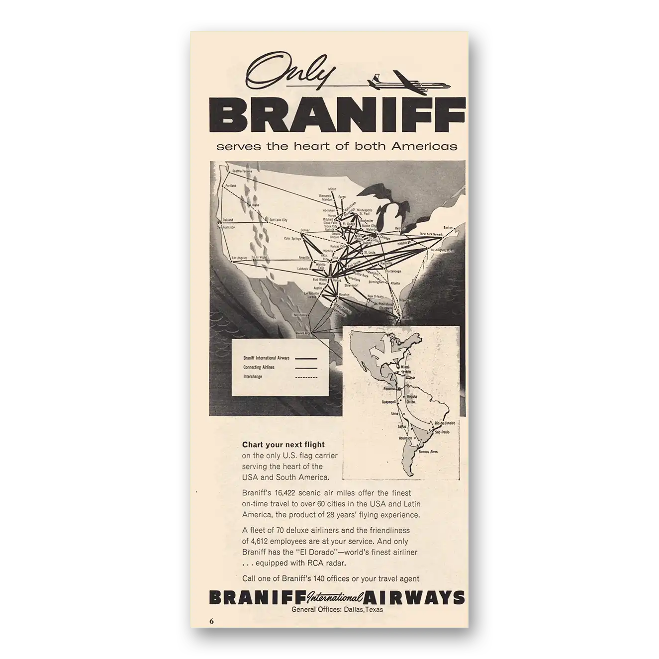 1957 Braniff International Airways Print Ad | Heart Of Both
