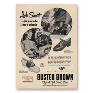1957 Buster Brown Print Ad | Girl Scout Shoes