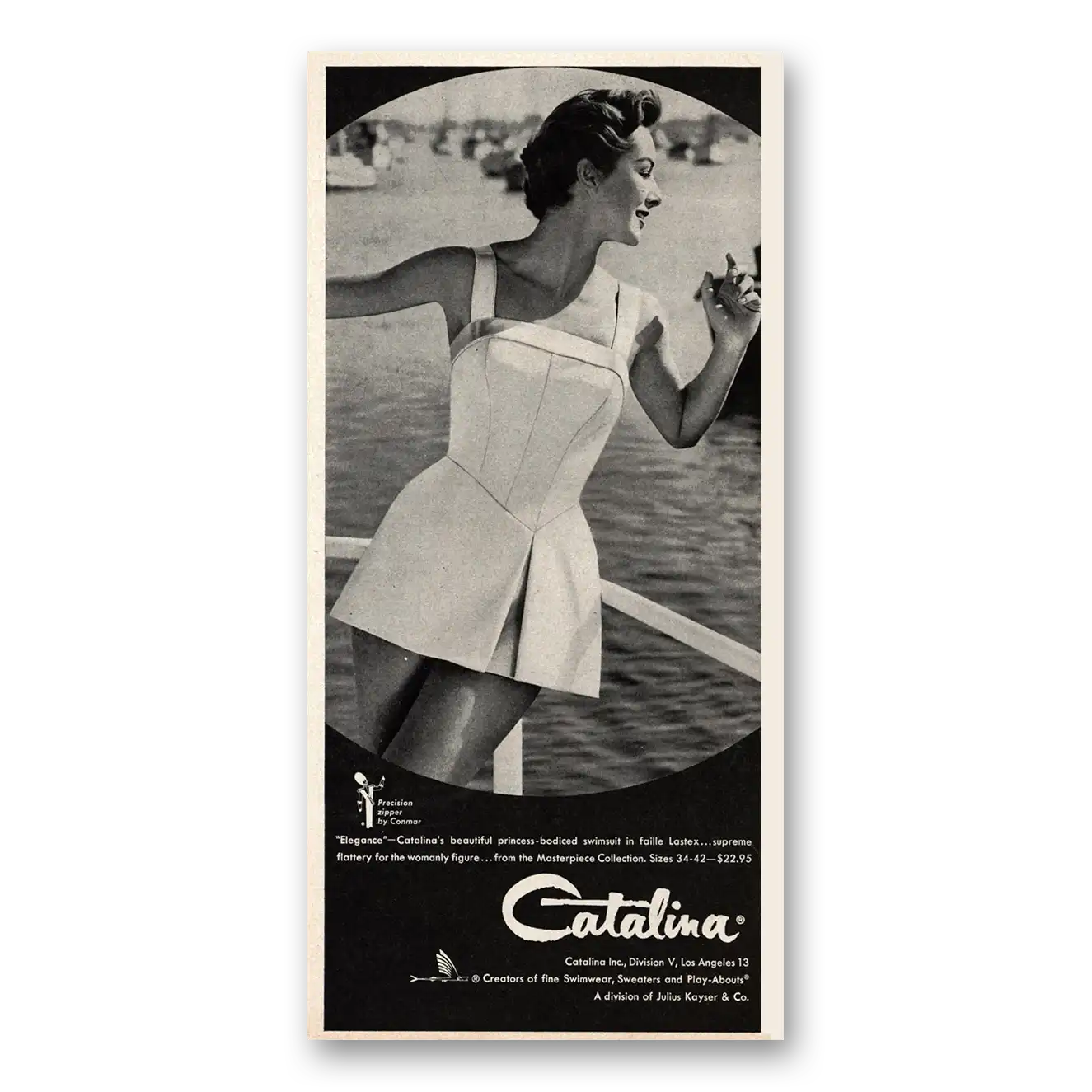 1957 Catalina Swimwear Print Ad | Princess Bodiced