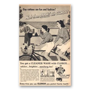 1957 Clorox Print Ad | Gay Cottons Are Fun And Fashion