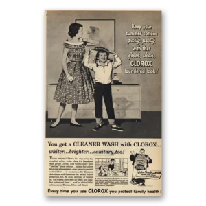 1957 Clorox Print Ad | Summer Cottons  Party Pretty