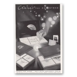 1957 Cranes Fine Papers Print Ad | Christmas