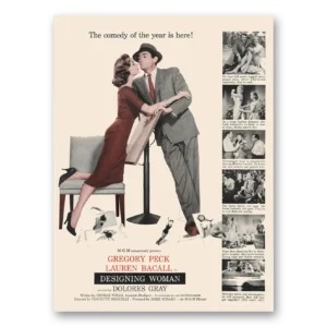 1957 Designing Woman Movie Promo Print Ad | Gregory Peck