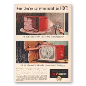 1957 DeVilbiss Company Print Ad | Spraying Paint On Hot