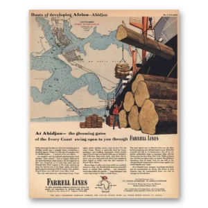 1957 Farrell Lines Print Ad | Roots Developing Africa Abidjan