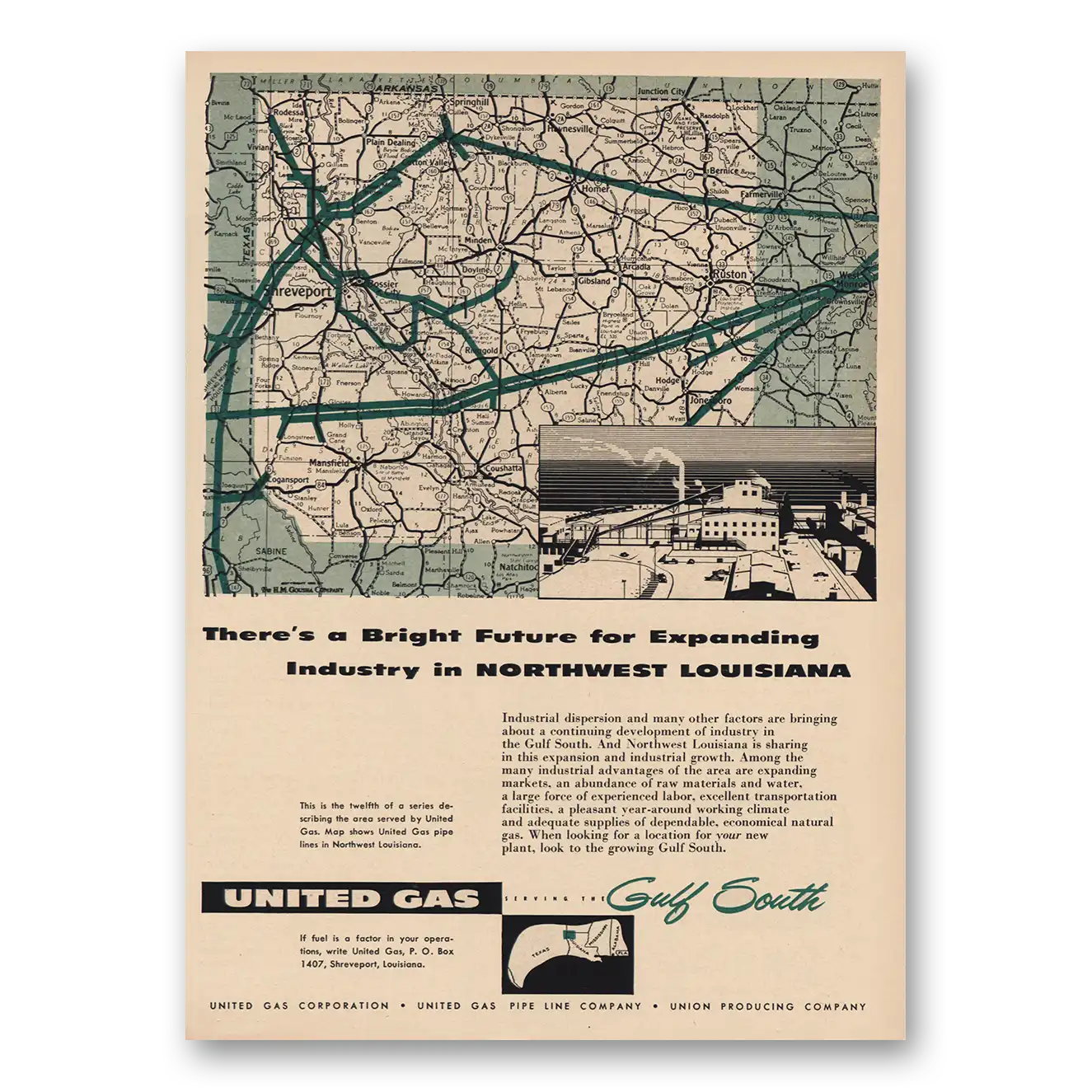 1957 United Gas Print Ad | Northwest Louisiana
