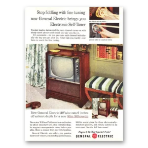 1957 General Electric Television Print Ad | Stop Fiddling Ge