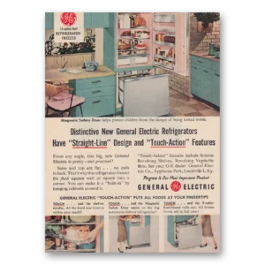 1957 General Electric Refrigerator Print Ad | Ge Straight Line