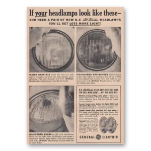 1957 GE Lamps Print Ad | Headlamps Look Like