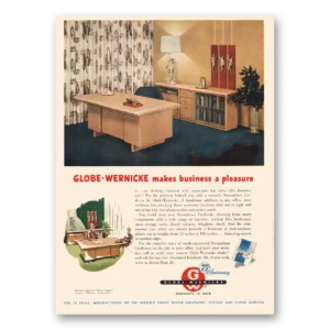 1957 Globe Wernicke Print Ad | Makes Business Pleasure