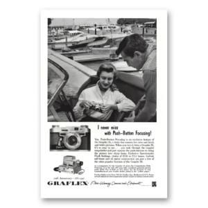1957 Graflex Cameras Print Ad | I Never Miss