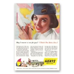 1957 Hertz Rent a Car Print Ad | May I Reserve