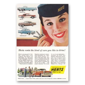 1957 Hertz Rent a Car Print Ad | Cadillac Buick