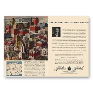 1957 Hilton Hotels Print Ad | City Of Fine Hotels