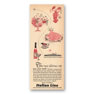 1957 Italian Line Print Ad | Most Delicious Trip