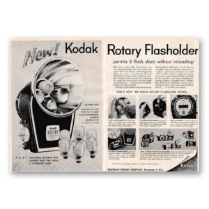 1957 Kodak Rotary Flasholder Print Ad | 6 Flash Shots