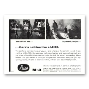 1957 Leica Cameras Print Ad | Any Time