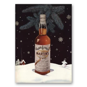 1957 Martins Whisky Print Ad | Christmas Snowman