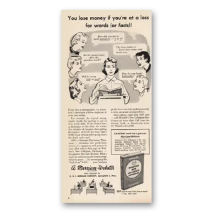 1957 Merriam Webster Dictionary Print Ad | Loss For Words