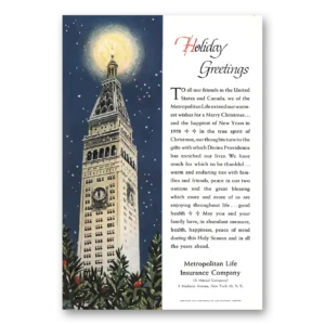 1957 Metropolitan Life Insurance Print Ad | Holiday Greetings