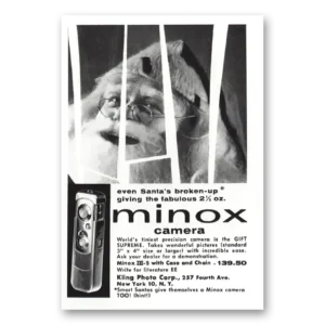 1957 Minox Camera Print Ad | Santas Broken Up