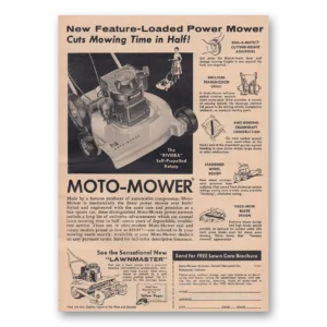 1957 Moto Mower Print Ad | Cuts Mowing
