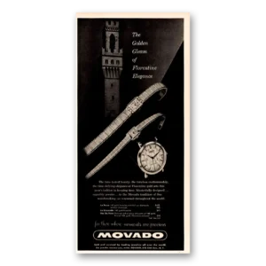 1957 Movado Watch Print Ad | Golden Gleam