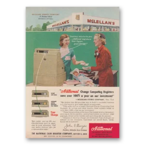 1957 National Cash Register Print Ad | Mclellans Stores