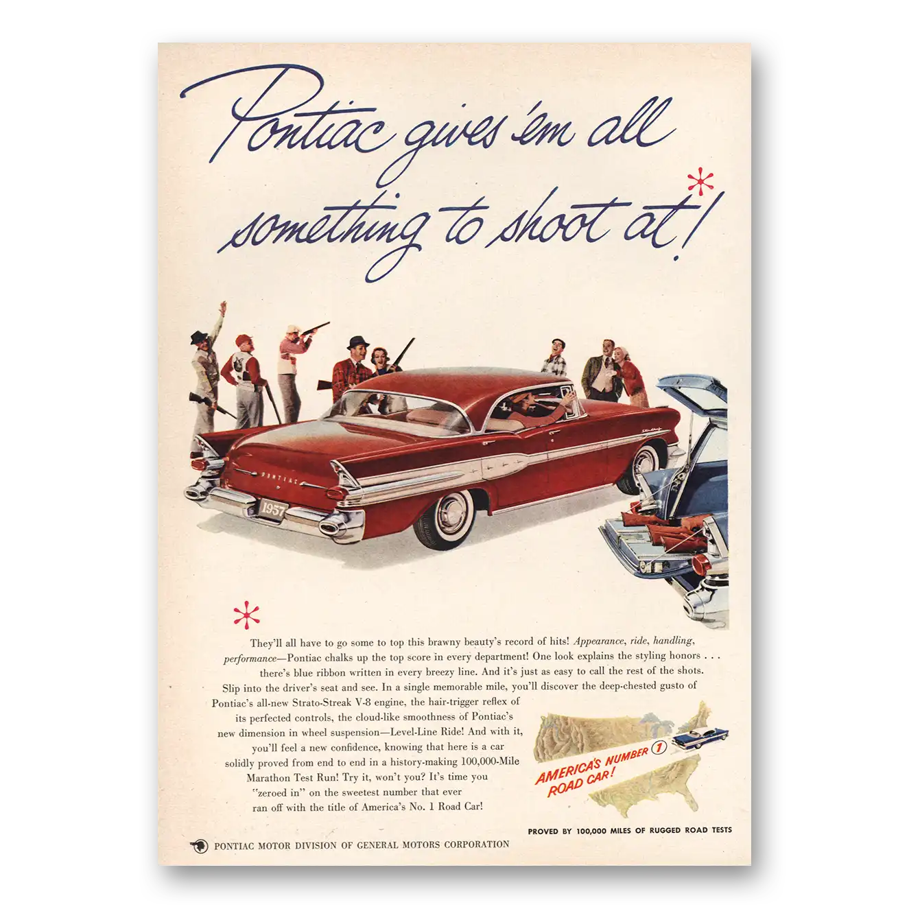 1957 Pontiac Print Ad | Something To Shoot At
