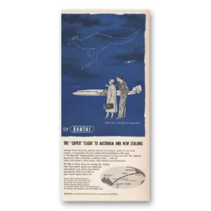 1957 Qantas Airlines Print Ad | Super Flight