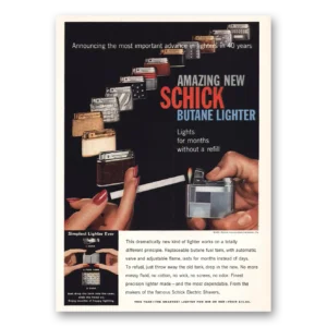 1957 Schick Butane Lighter Print Ad | Butane Lighter