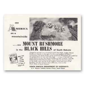1957 South Dakota Print Ad | Mount Rushmore