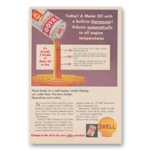 1957 Shell Motor Oil Print Ad | Built In Thermostat