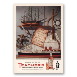 1957 Teachers Whisky Print Ad | Ships Changed