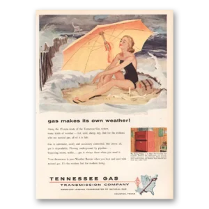 1957 Tennessee Gas Print Ad | Makes Its Own Weather