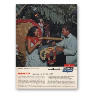 1957 United Airlines Print Ad | Romantic Nights