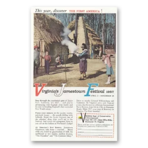 1957 Virginia Print Ad | Jamestown Festival