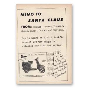 1957 Vespa Scooter Print Ad | Santa Claus