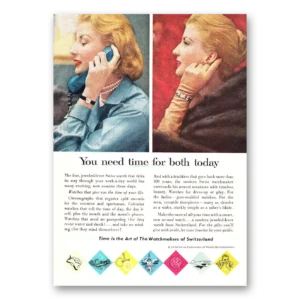 1957 Watchmakers of Switzerland Print Ad | Time For Both