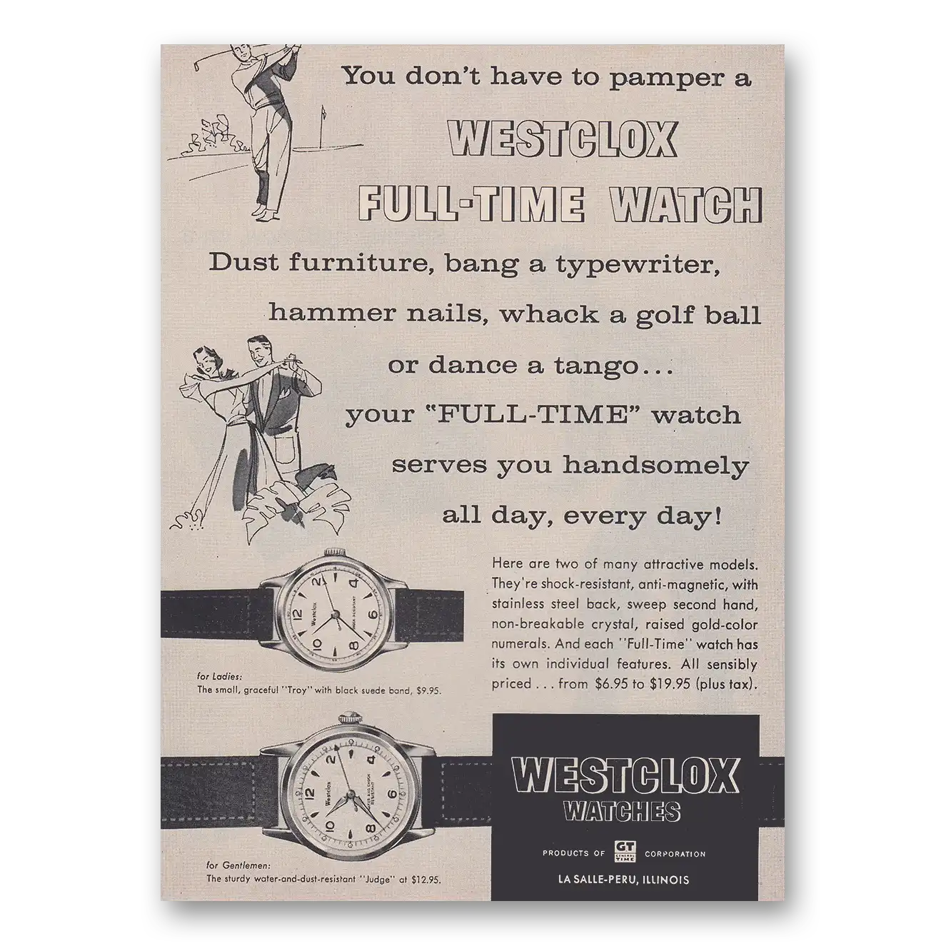 1957 Westclox Watches Print Ad | Full Time