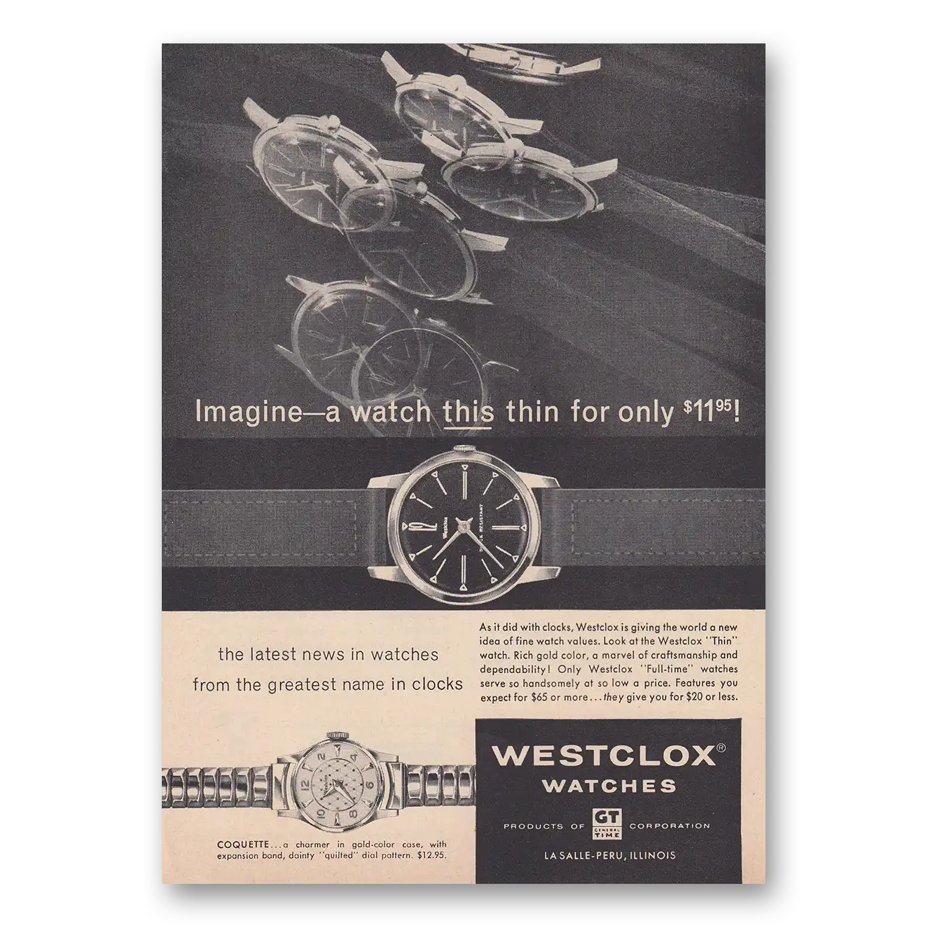 1957 Westclox Watches Print Ad | This Thin
