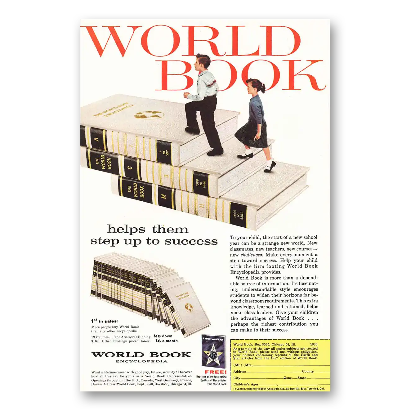 1957 World Book Encyclopedia Print Ad | Step Up
