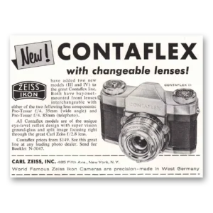 1957 Zeiss Ikon Contaflex Camera Print Ad | Changeable Lenses