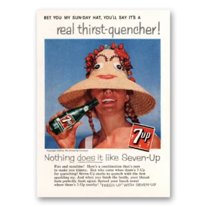 1958 7Up Print Ad | Sun Day Hat